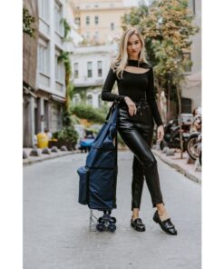 VADİ Model Sessiz 6 Tekerli, Çok Fonksiyonlu, Merdiven Çıkabilen  Katlanabilir Teleskobik Kollu Seyahat ve Alışveriş Çantası-Lacivert